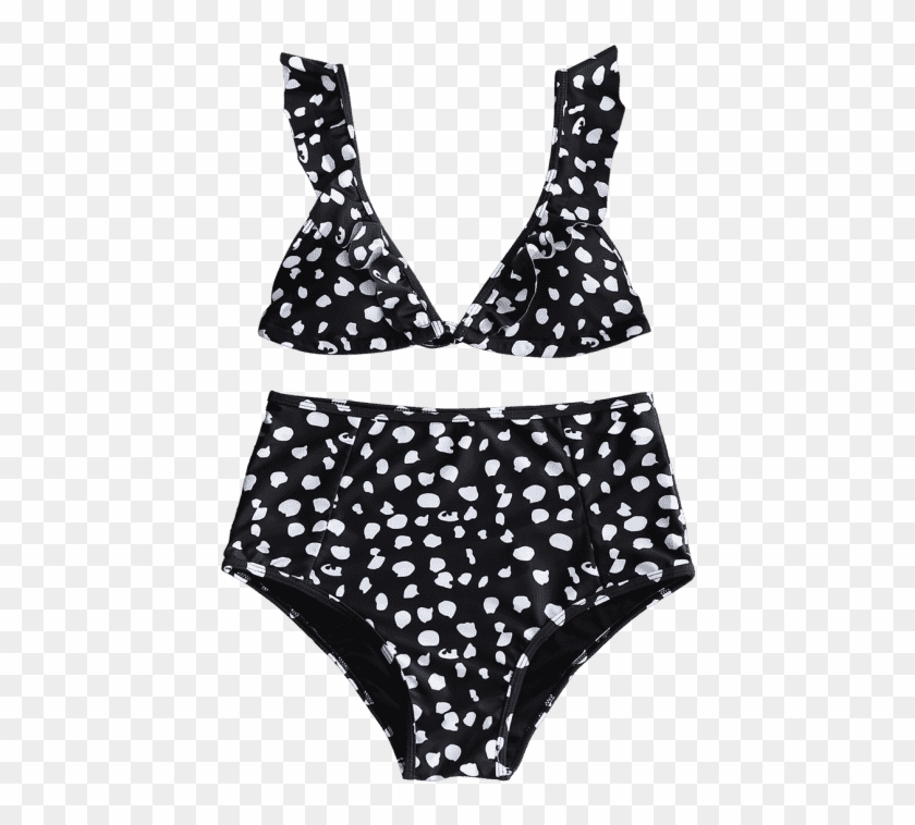 Printed Ruffle Set Black - Polka Dot Clipart