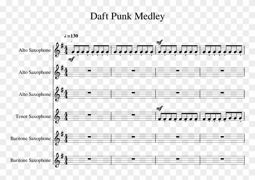 Daft Punk Medley Sheet Music For Alto Saxophone, Tenor - We Are Number One Sheet Music Guitar Clipart #2324150