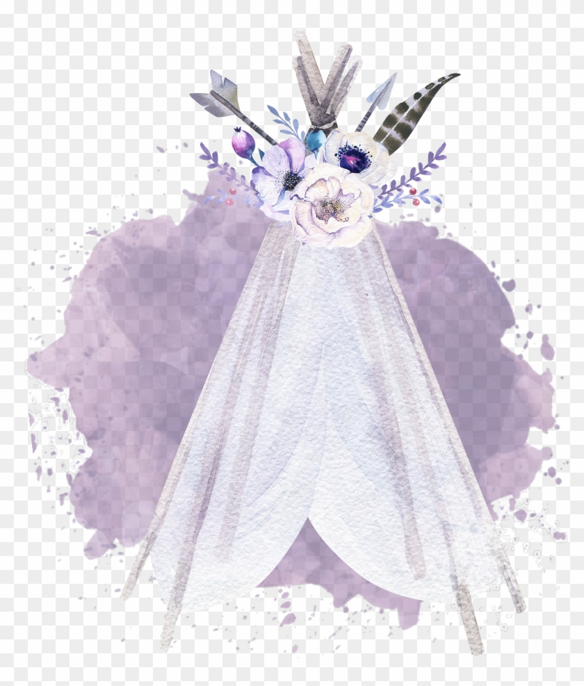 #boho #teepee #bohemian #hipster #watercolor #watercolour - Watercolor Bohemian Transparent Background Clipart
