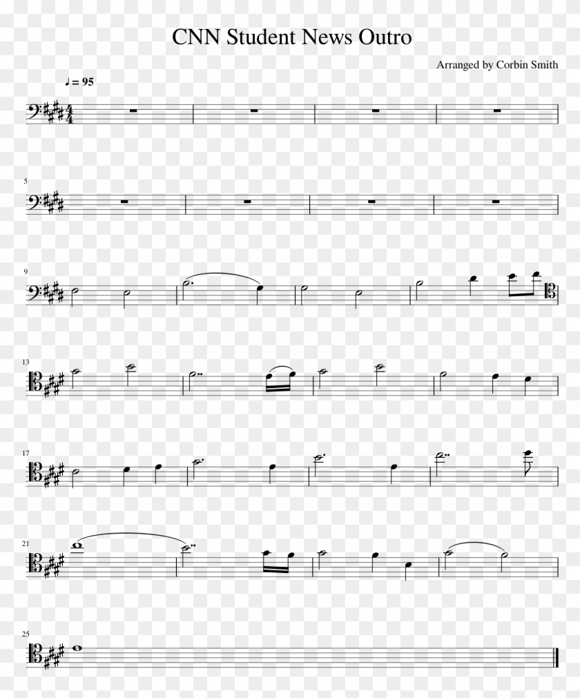 Cnn Student News Outro Sheet Music For Cello Download - Cnn10 Friday Song Piano Sheet Music Clipart #2326658