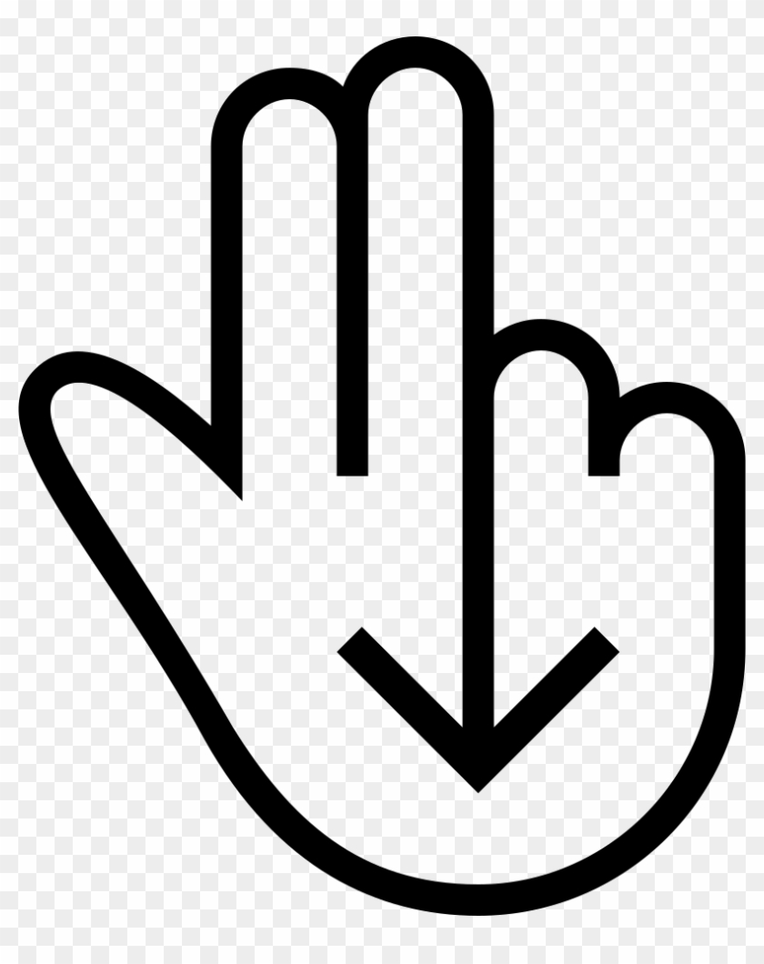 Two Fingers Swipe Down Gesture Hand Outline Symbol - Touchscreen Logo Clipart