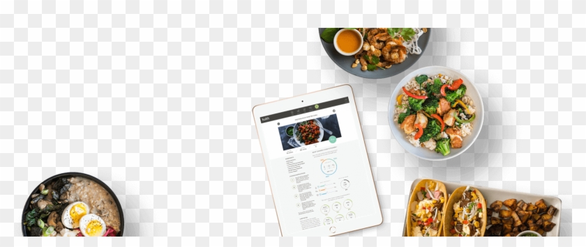 An Ipad And A Few Bowls Of Healthy, Tasty Food - Fattoush Clipart