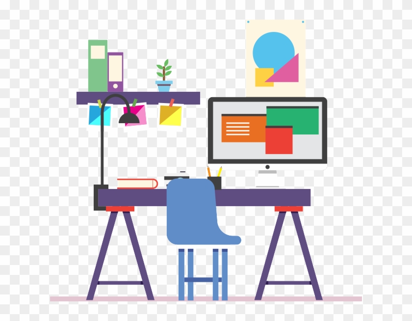 3rd Edge Desk - Setting Up An Office Clipart - Png Download