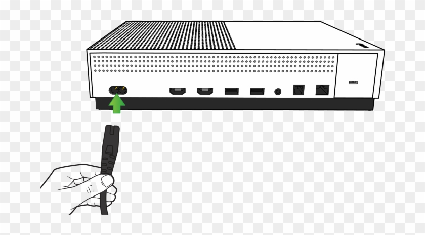Illustration Of The Back Of The Xbox One S Console - Xbox One X Plug Into Wall Clipart