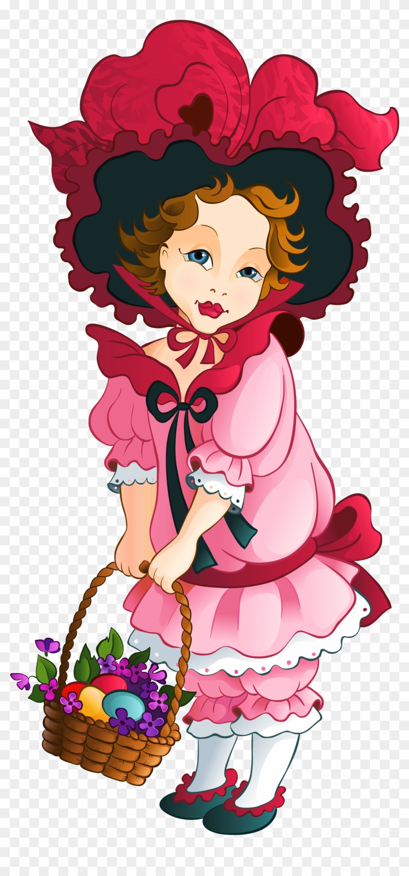 Easter Girl With Basket Png Clipart Picture - Tube Enfant Paques Transparent Png #2332692