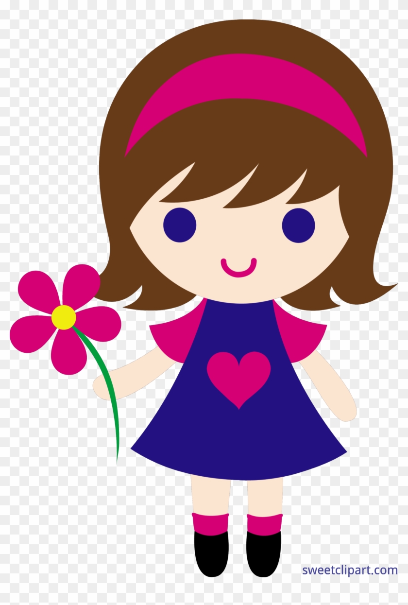 Little Flower Clip - Little Girl Cartoon - Png Download #2336047