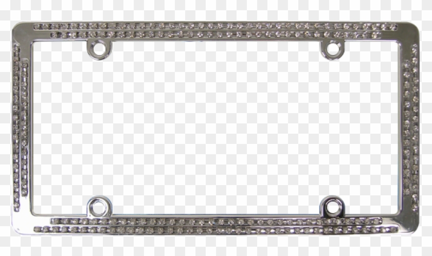 Chrome Coated Metal With Double Row White Diamonds - Sparkling Licence Plate Frames Clipart #2336423