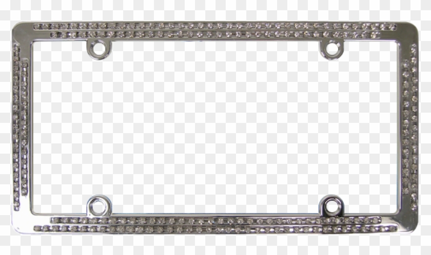 Chrome Coated Metal With Double Row White Diamonds - Sparkling Licence Plate Frames Clipart