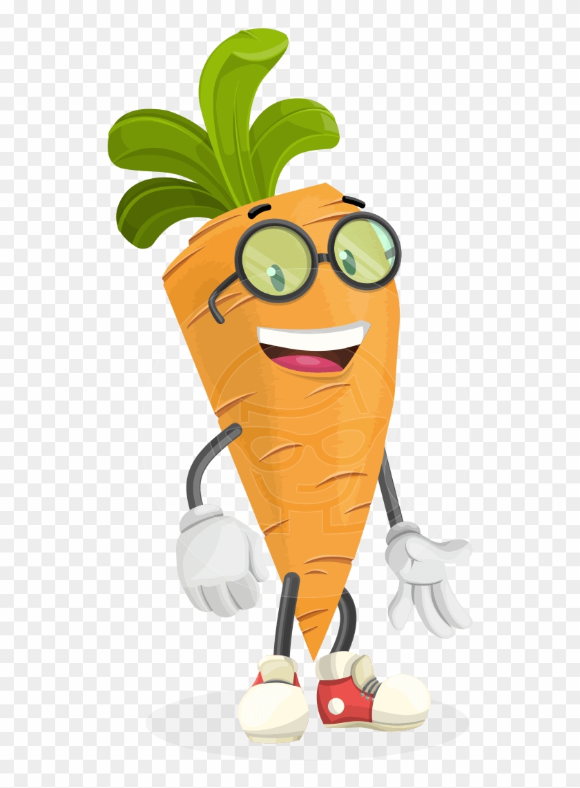 Cartoon Carrot Vector Character Aka Carl Maccarrot - Smart Bee Vector Clipart