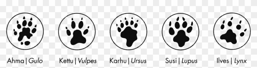 Paws Of Wolverine, Fox, Bear, Wolf And Lynx - Circle Clipart #2336810
