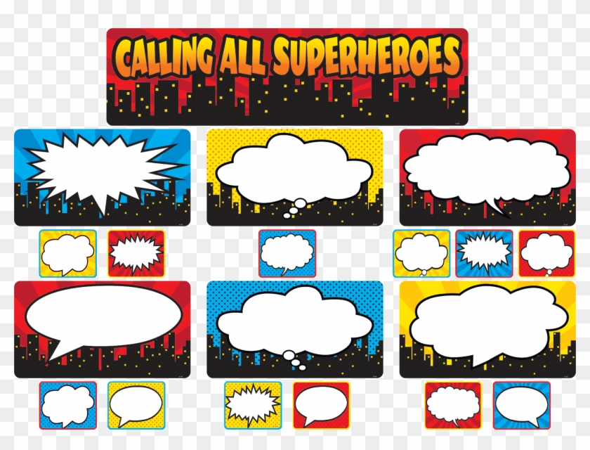 Black And White Boarder Huge Freebie - Superhero Bulletin Board Set Clipart