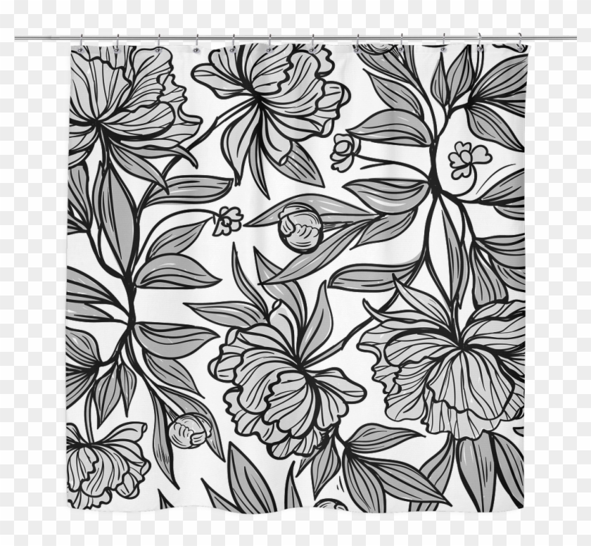 Clip Art Black And White Library Vintage Floral Shower - Wallpaper - Png Download