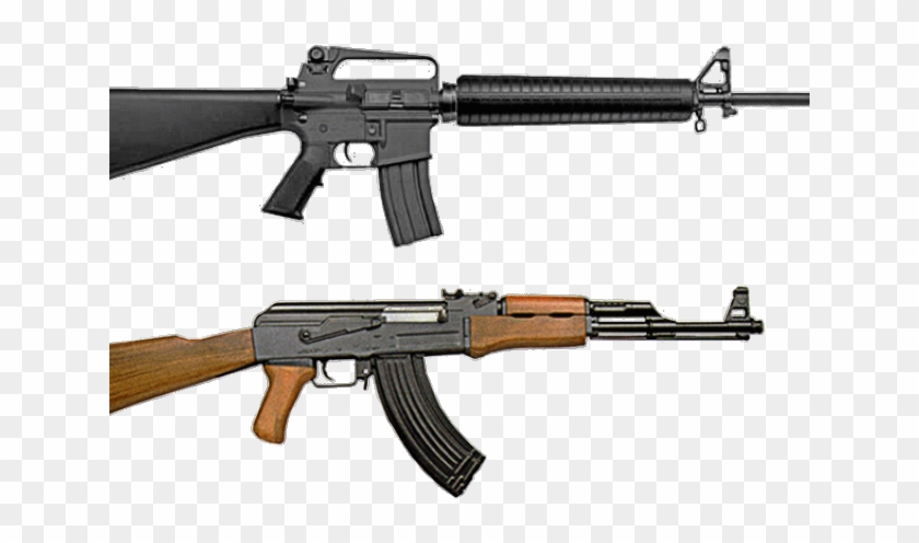 Ar-15 Cliparts - Ak 47 And M16 - Png Download