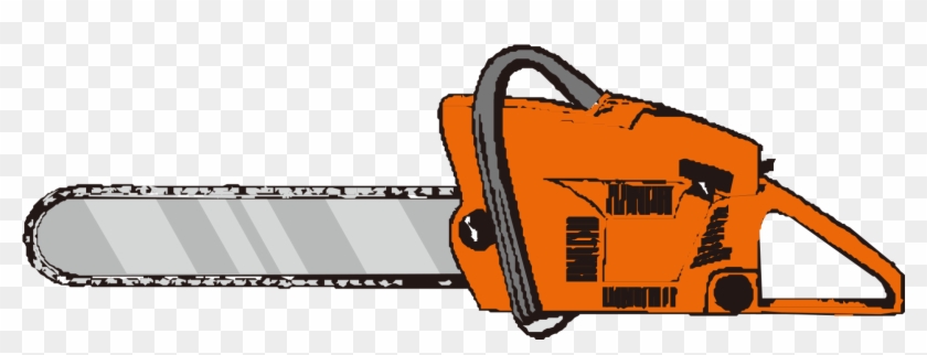 Drawing Cartoon Painted Orange - Chainsaw Clipart - Png Download #2339643