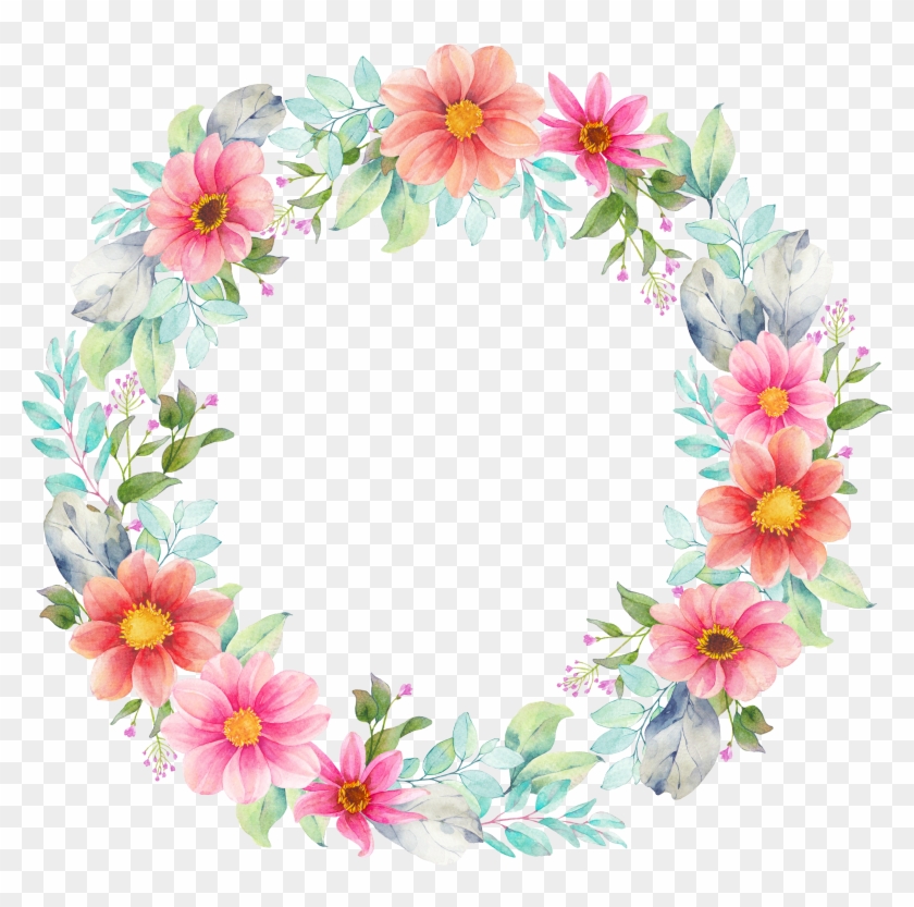 H402 Watercolor Drawing, Floral Watercolor, Wreath Clipart