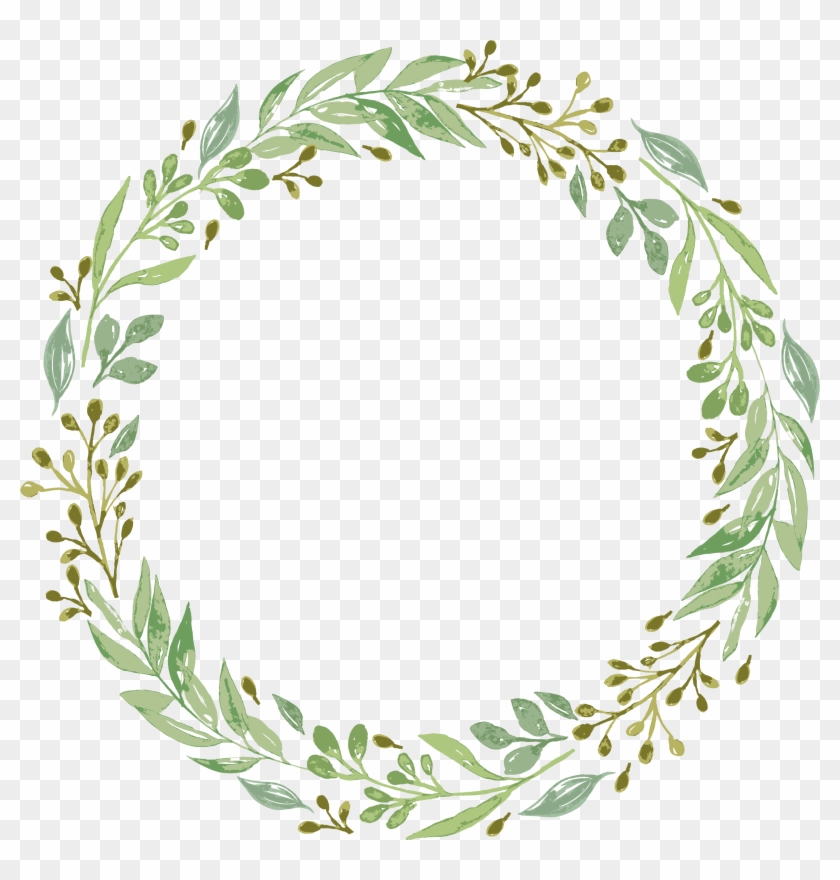 Wreath Watercolor Paper Invitation Garlands Wedding - Green Leaf Wreath Png Clipart #2339841