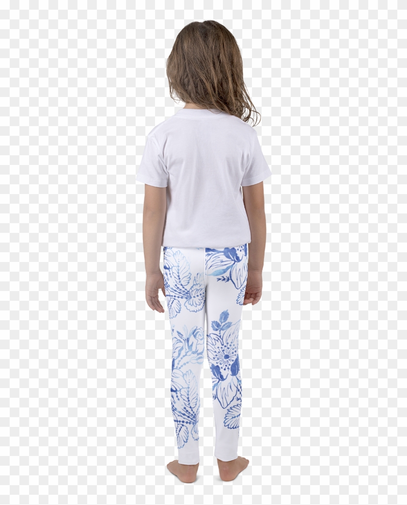 Blue Watercolor Flowers Kid's Leggings - Leggings Clipart