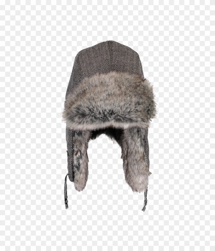 Trapper Knit Hat With Faux Fur - Knit Cap Clipart