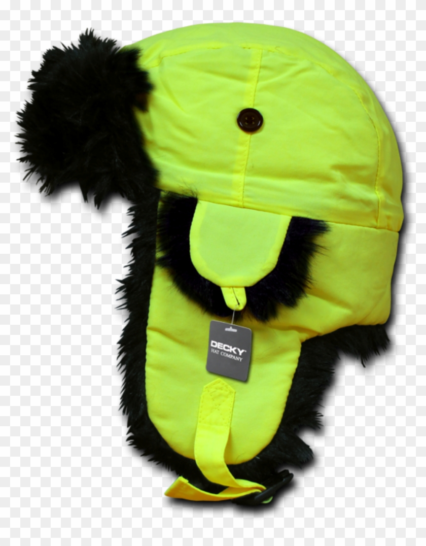Decky Neon Black Fur Adjustable Earflaps Aviator Hat, - Fur Clothing Clipart