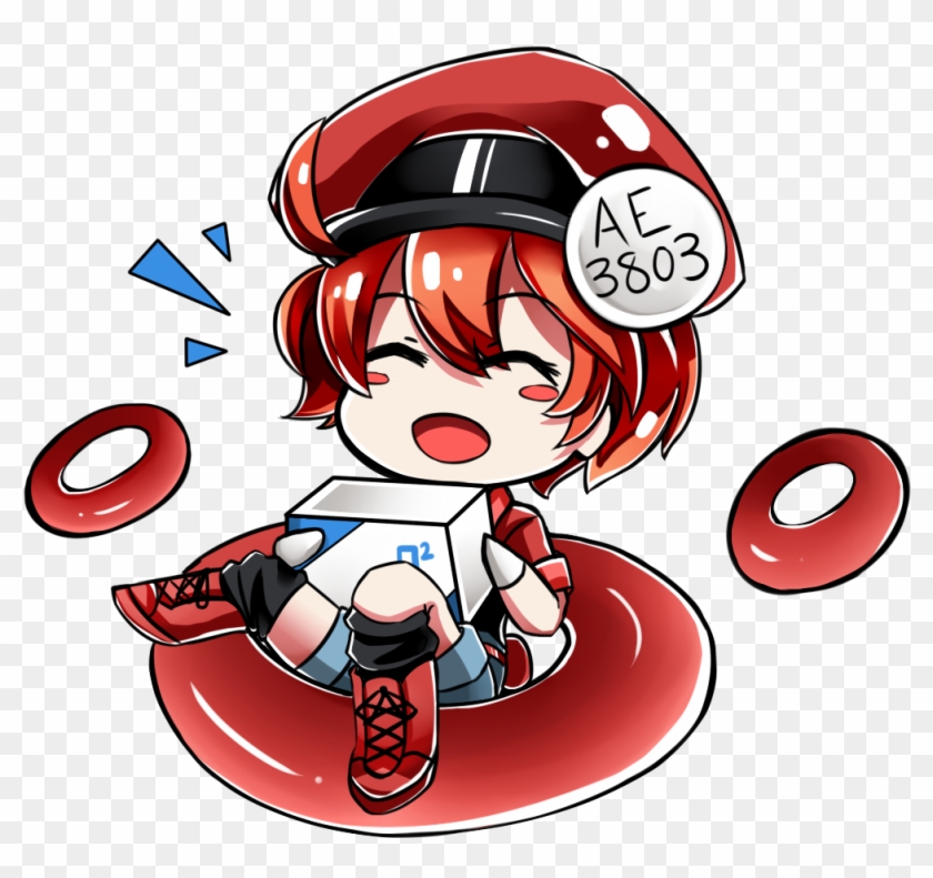 Red Blood Cell Carrying A Red Blood Cell Carrying Oxygen - Red Blood Cell Hataraku Saibou Chibi Clipart