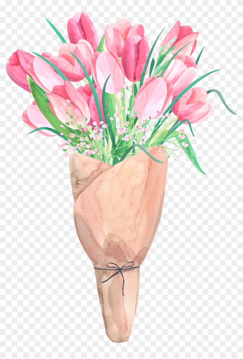 Tulip Flower Bouquet Clip Art - Tulip - Png Download
