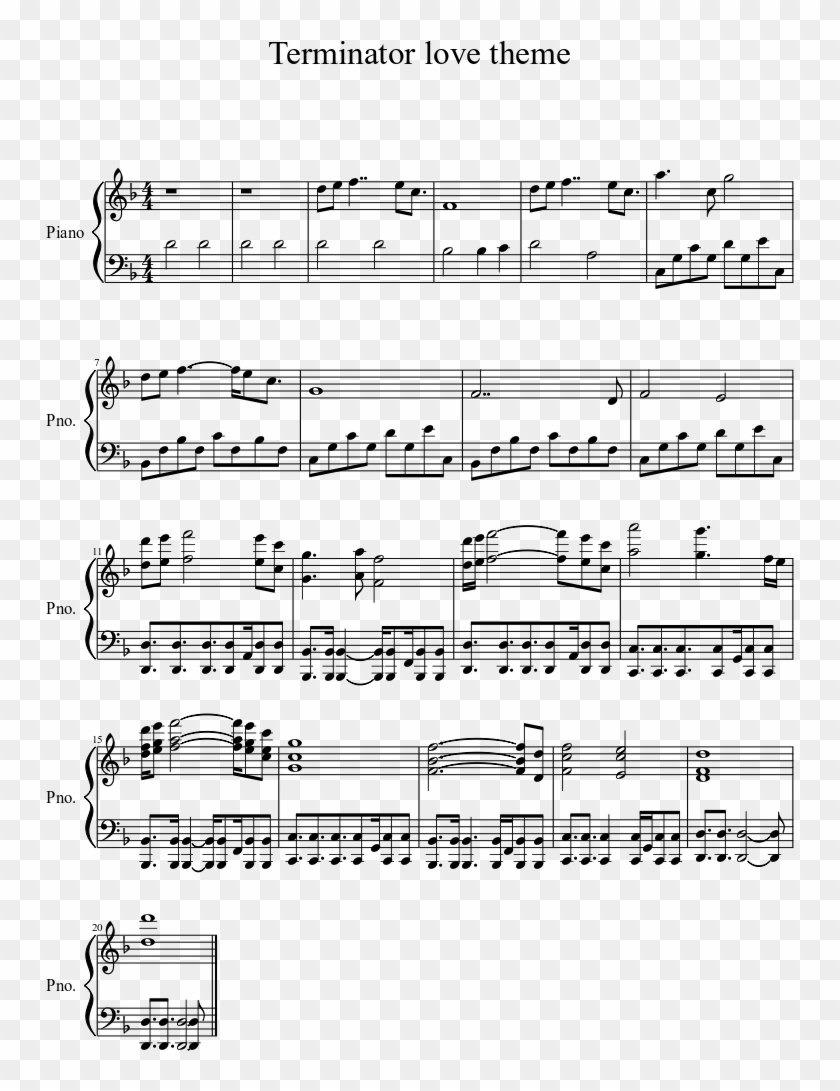 Terminator Love Theme Sheet Music 1 Of 1 Pages - Into The Unknown Subnautica Sheet Music Clipart