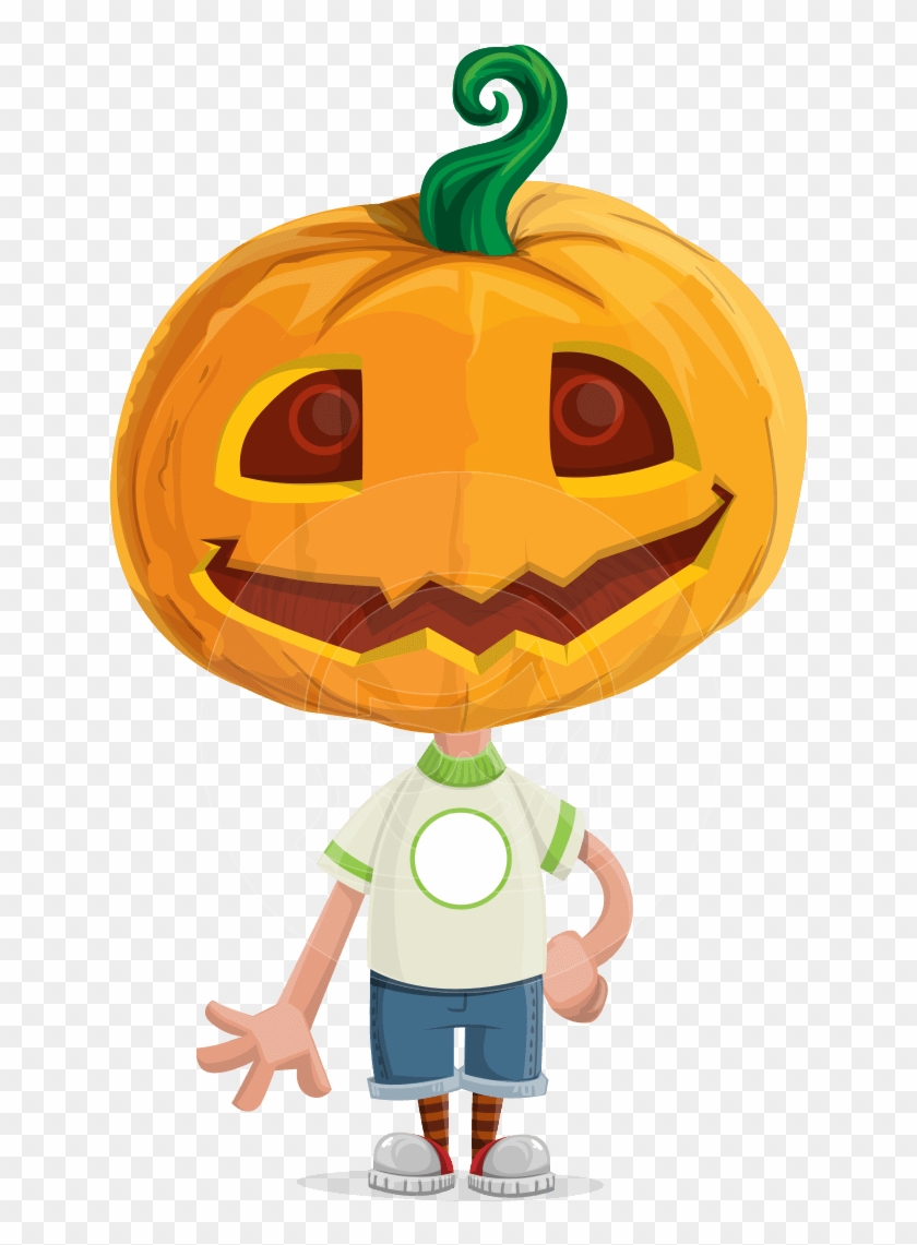 Cute Halloween Kid With Pumpkin Cartoon Vector Character - Cartoon Clipart #2345802