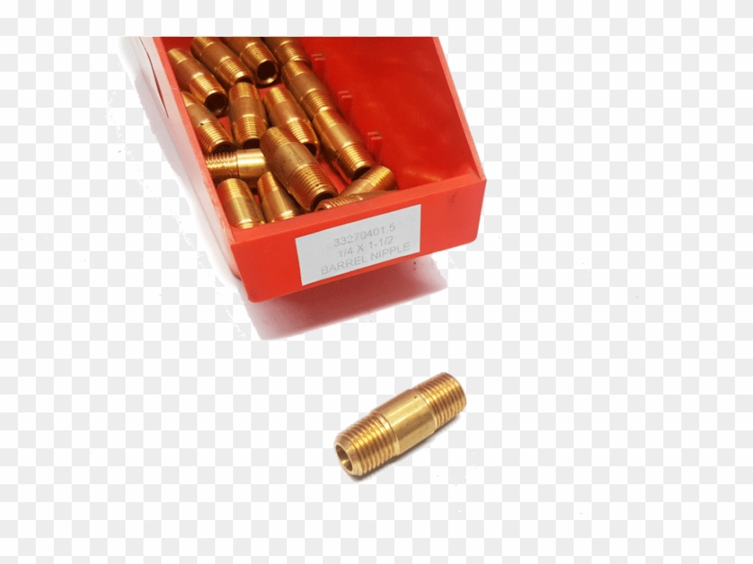 Brass Fitting 1/4 X 1/2 Barrel Nipple - Bullet Clipart