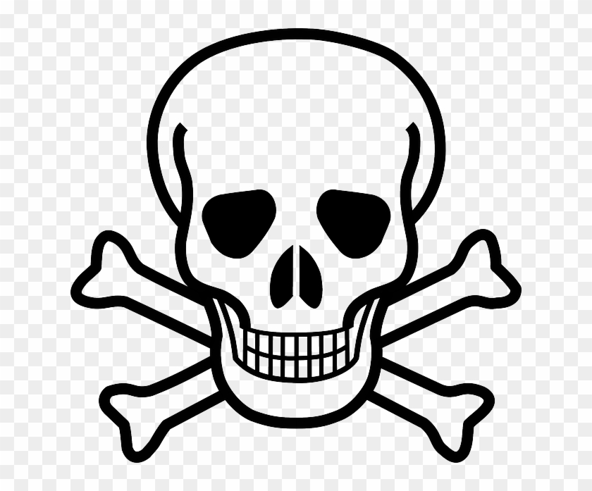 Skull And Crossbones, Skull, Crossbones, Danger, Death - Easy Halloween Skull Drawings Clipart #2346730