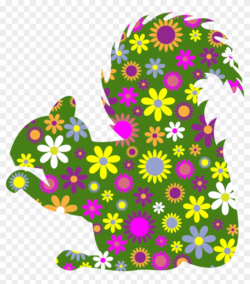 This Free Icons Png Design Of Retro Floral Squirrel - Free Clipart Dove Flowers Transparent Png