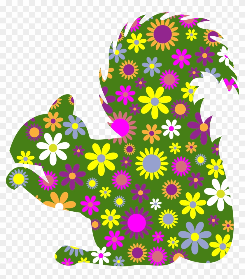 This Free Icons Png Design Of Retro Floral Squirrel - Free Clipart Dove Flowers Transparent Png #2347148