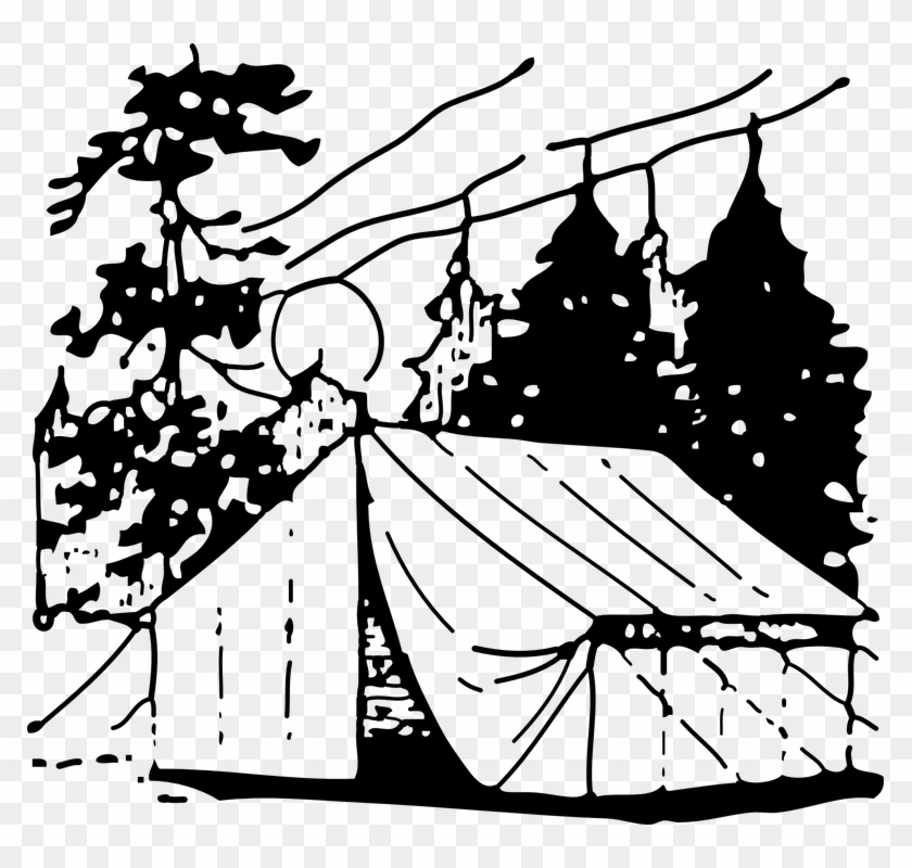 Clip Art Camping Black And White - Png Download