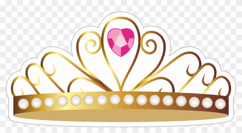 Coroa De Princesa Com Pedra Rosa - Topo De Bolo Coroa De Princesa Clipart