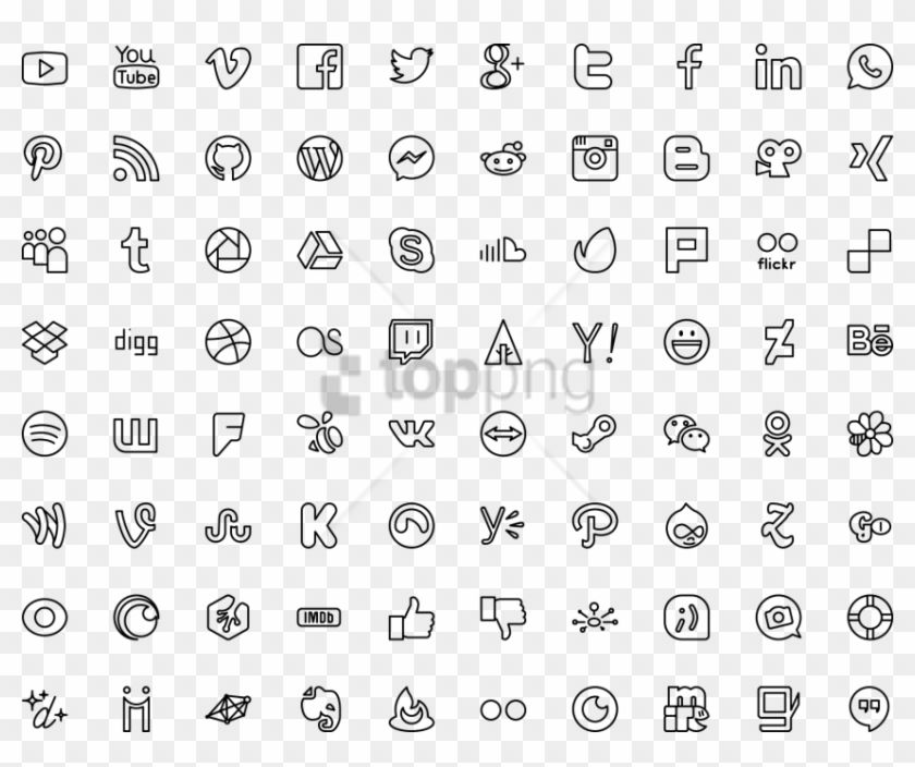 Free Png Icon Social Icons - Outline Icons Clipart #2353213