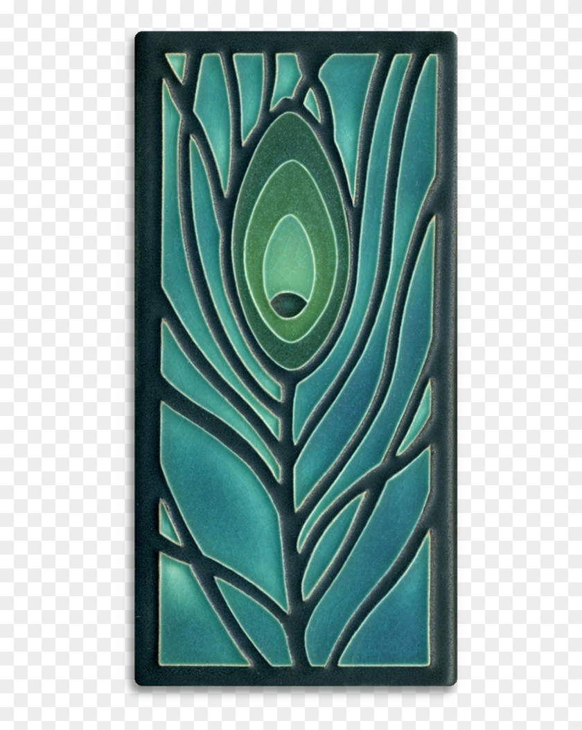 Motawi Peacock Feather In Dark Ocean - Arts And Crafts Movement Free Patterns Clipart