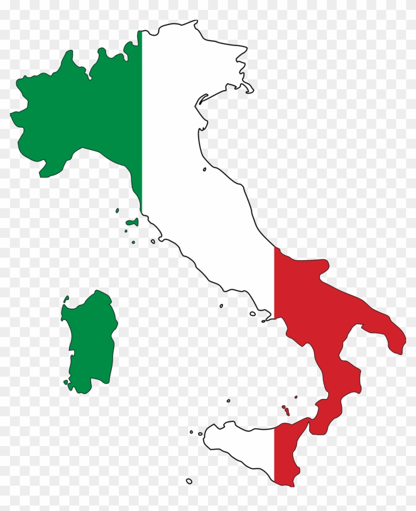 Italian Flag - Flag Map Of Italy Clipart #2353731