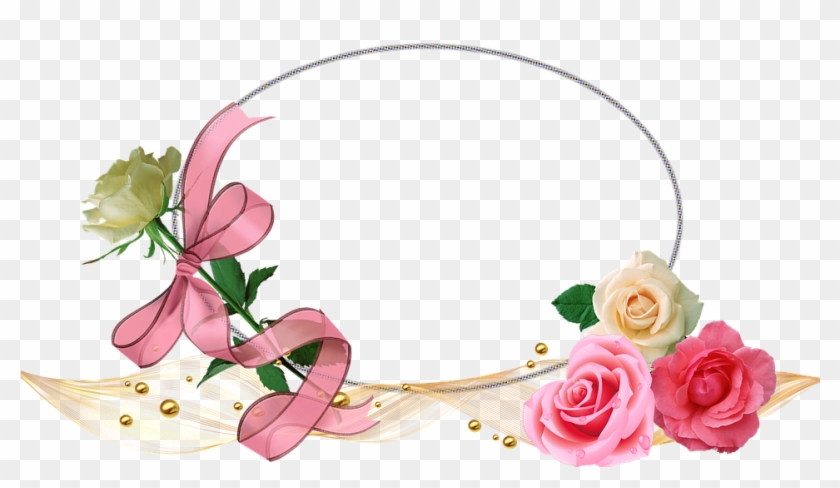 Framework, Frame, Flowers, Roses, Wave, Ribbon, Oval - Khung Hình Hoa Hồng Clipart