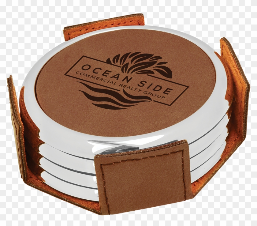 Dark Brown Round Coaster Set With Custom Laser Engraving - Drink Coaster Clipart #2358955