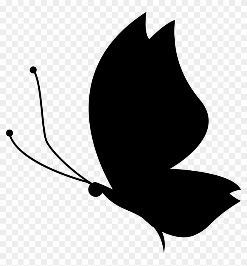Butterfly Silhouette Side View Facing Left Icon Free - Butterfly Silhouette Side Clipart