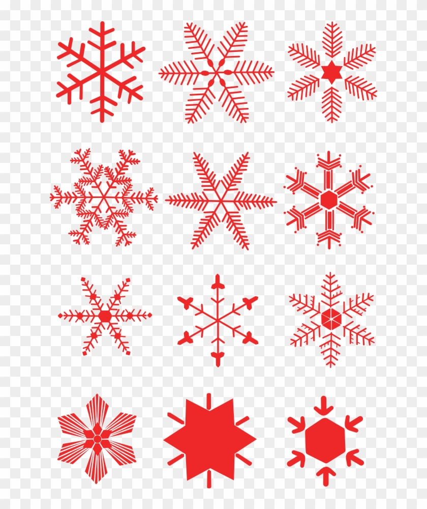 Red Snowflakes Set - Transparent Red Snowflake Clip Art - Png Download