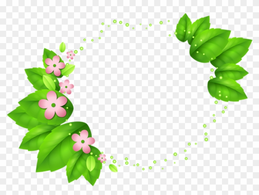 #green #leaf #circle #circleframe #frame #border #circleborder - Flowers Decoration With Transparent Background Clipart