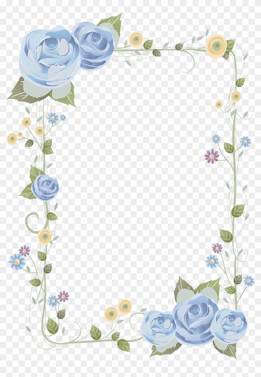 Blue Rose Frame - Blue Floral Border Background Clipart #2365655