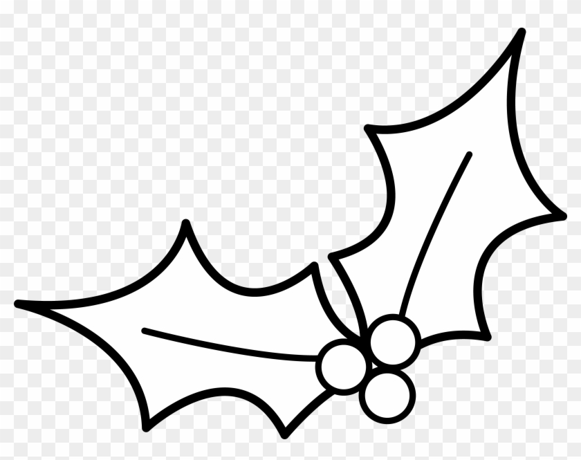Christmas Holly Line Art - Line Art Clipart