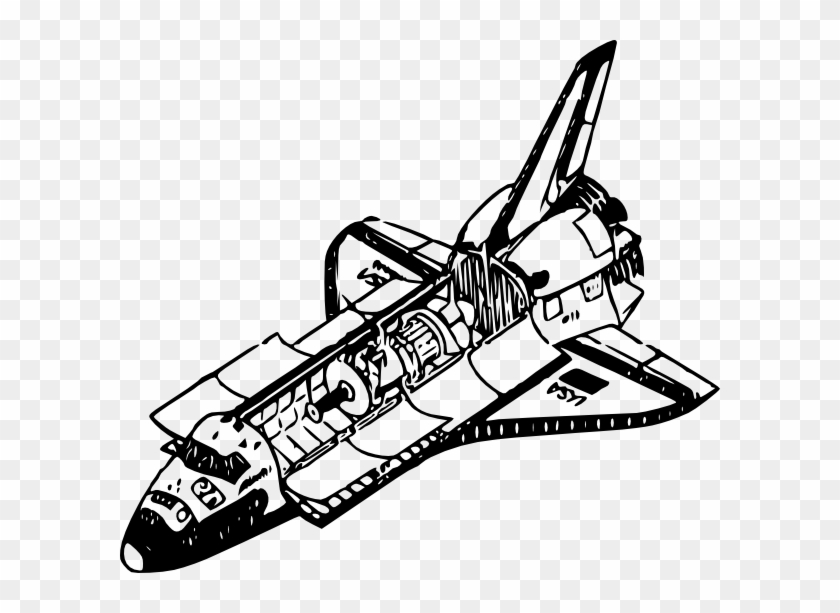 Space Shuttle 1 Svg Clip Arts 600 X 533 Px - Outline Image Of Spaceship - Png Download