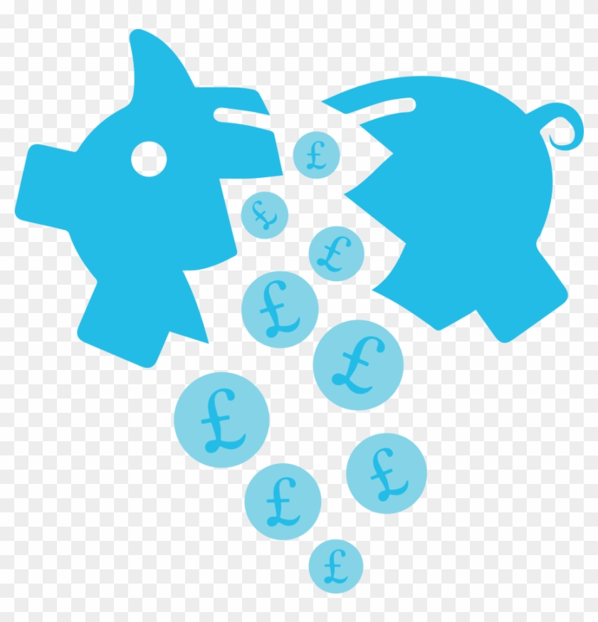 Broken Piggy Bank Png - Blue Broken Piggy Bank Clipart #2367057