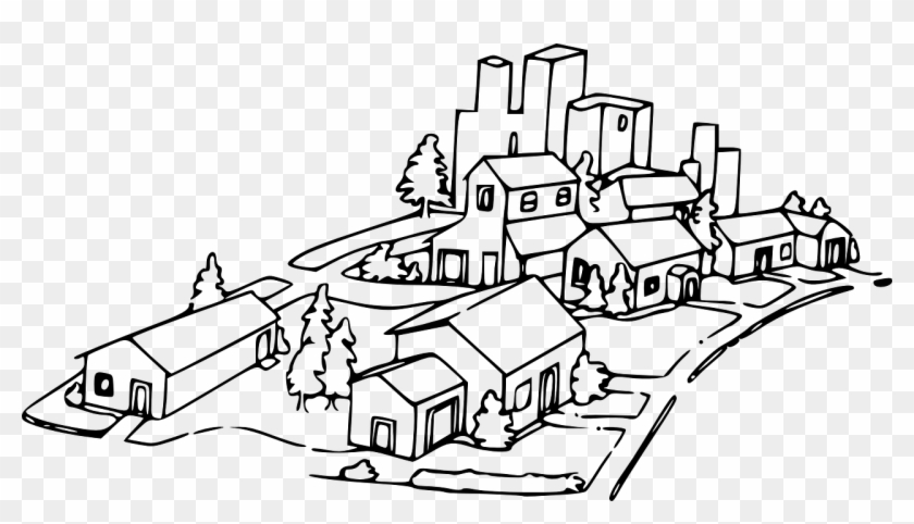 Town City Cityscape Houses Png Image - Neighborhood Clip Art Transparent Png #2369072