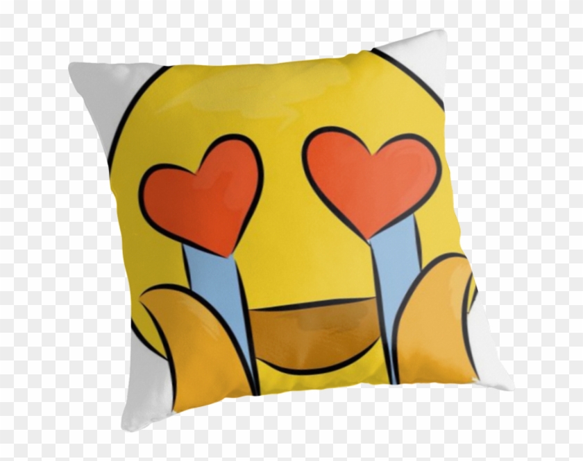 "crying Heart Eyes Emoji " Throw Pillows - Cushion Clipart #2369188