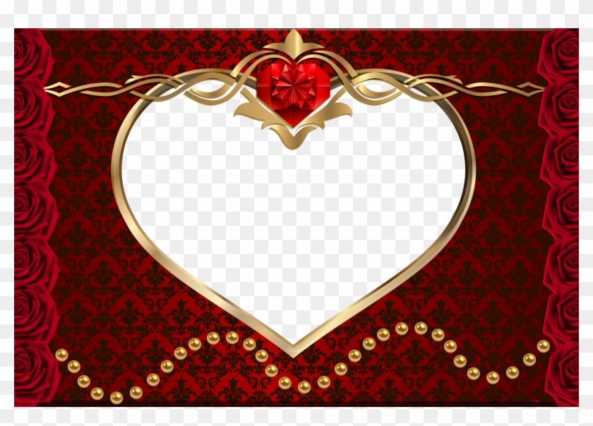 Red Romantic Transparent Frame Gallery Yopriceville - Gift Clipart #2369346