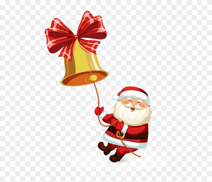 Santa Claus Pulling A Bell With Transparent, Editable - Santa Claus