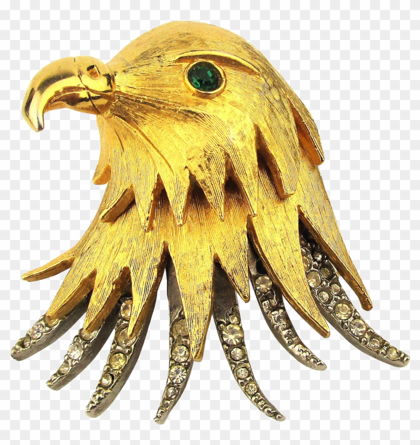 Pauline Rader Layered Eagle Head Pin Brooch W/ Rhinestones - Bald Eagle Clipart #2371632